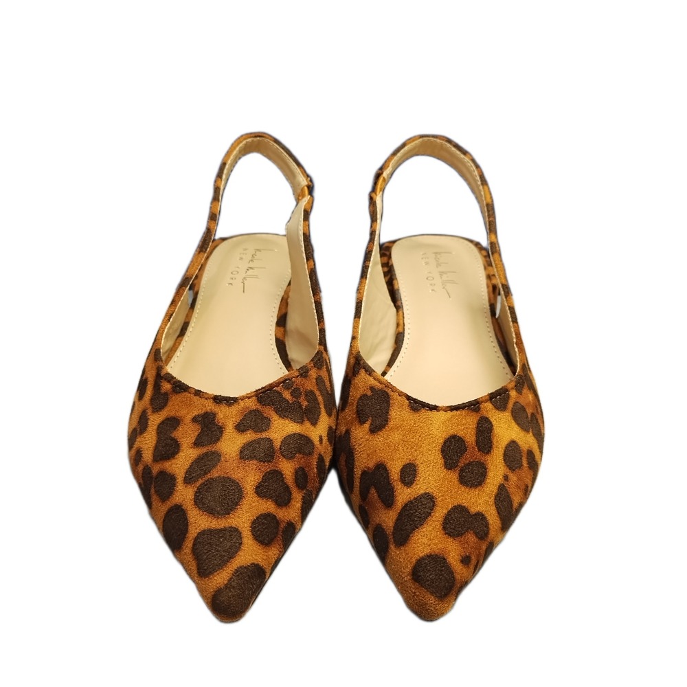 Nicole Miller Slingback Heels Womens Size 7 Multi Leopard Print Pointed Toe EUC